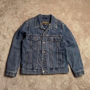 EDDIE BAUER FADED INDIGO PANELLED DENIM JACKET